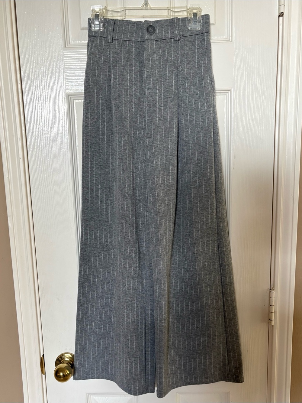 Zara Gray Pinstripe Button-Front Trousers